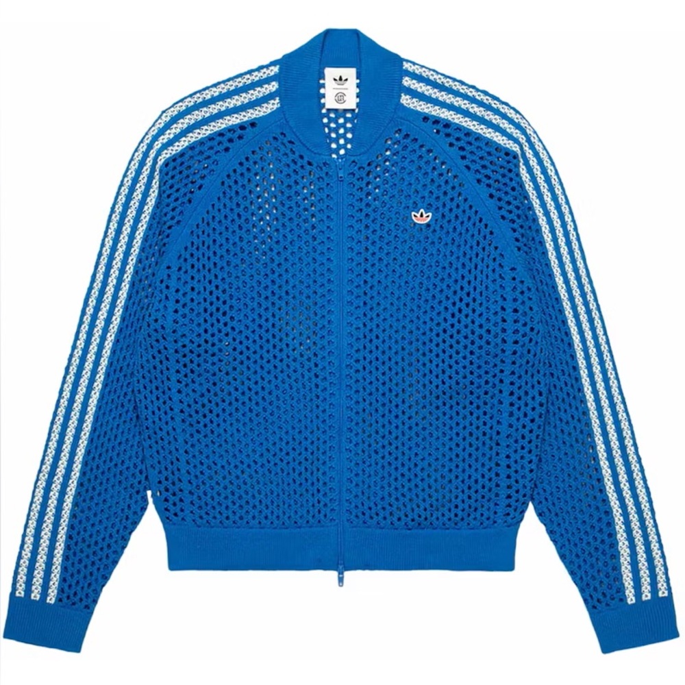 adidas Blue Mesh Jacket with White Stripes